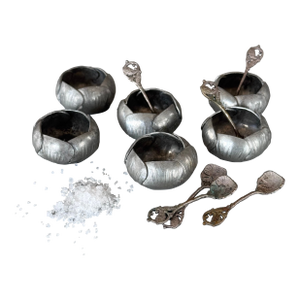 1920s Art Deco French A. E. Chanal Pewter Salt Cellars - Set of 6
