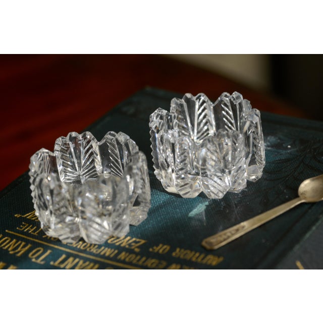 Antique Westmoreland Feather & Star Salt Cellars - Set of 2 For Sale - Image 9 of 10