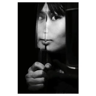 Gerolamo Auricchio / Eyeem, Portrait of Woman Holding Kitchen Knife with Reflection Against Black Background, Photographic Paper For Sale