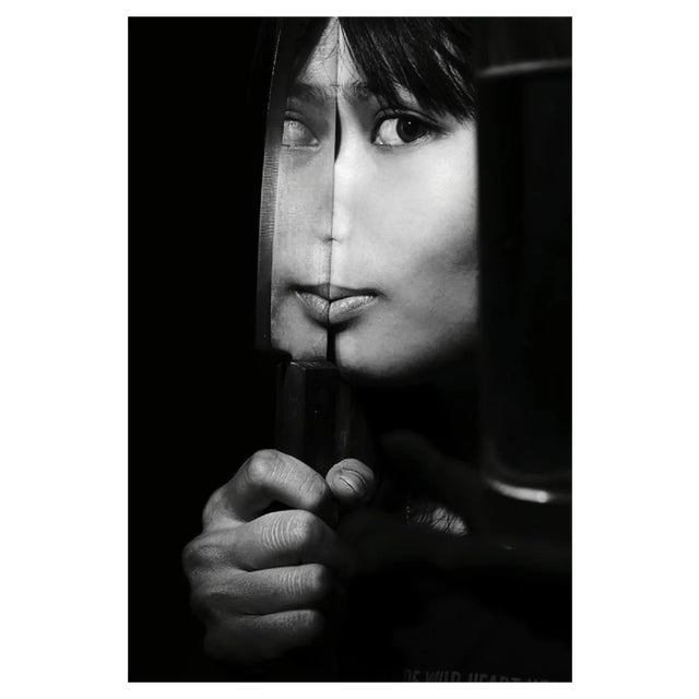 Gerolamo Auricchio / Eyeem, Portrait of Woman Holding Kitchen Knife with Reflection Against Black Background, Photographic Paper For Sale