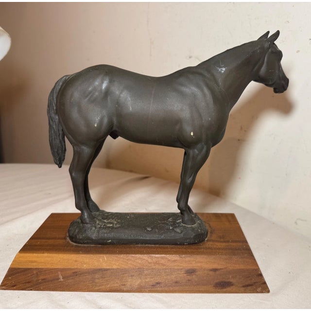 Vintage 1973 Aqha Solid Bronze Wood All Around Youth Horse Riding Trophy Award For Sale - Image 12 of 12