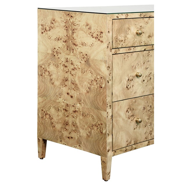 Worlds Away Matthew Izzo Home Carnegie Burlwood Chest of Drawers For Sale - Image 4 of 9