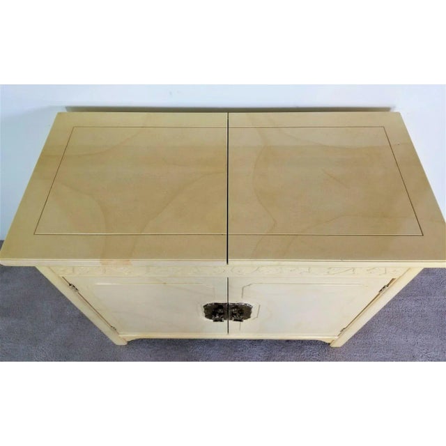 Henredon Henredon Plan 2 by Roy Coleman Asian Style Faux Goat Skin Lacquered Bar Buffet For Sale - Image 4 of 13