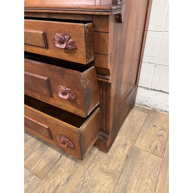 Antique Victorian Eastlake Secretary Desk Chest of Drawers For Sale - Image 14 of 17