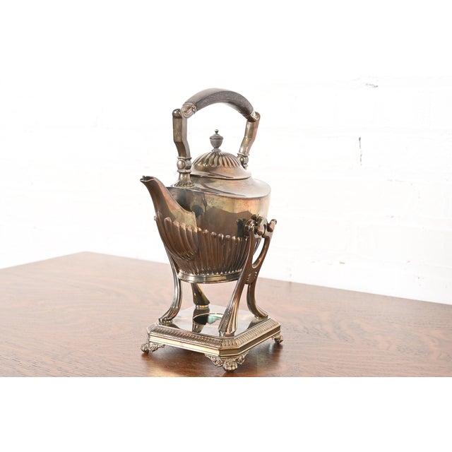 A gorgeous antique Art Deco or Victorian silver soldered tea kettle or coffee pot with boiler By Tiffany & Co. USA, Late...