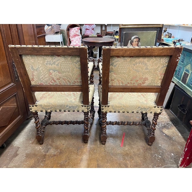 Brown 19th Century Louis XIII Barley Twist Open Arm Chairs For Sale - Image 8 of 10