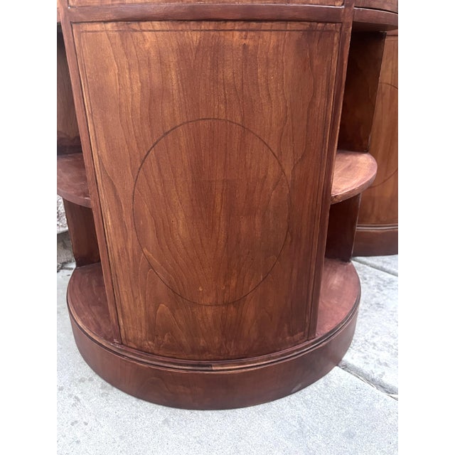 Chestnut Midcentury Baker Barrel Side Tables (Pair) For Sale - Image 8 of 12