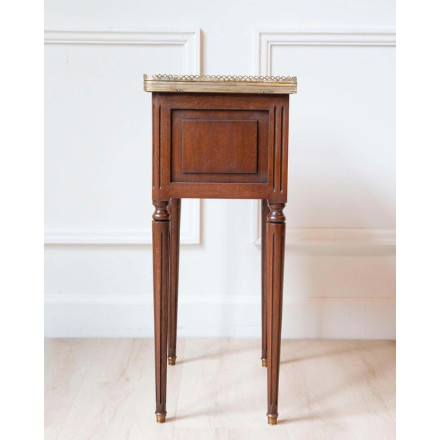 Louis XVI Style Mahogany Side Table with Marble Top and Brass Gallery, 20th Cent For Sale In Atlanta - Image 6 of 10