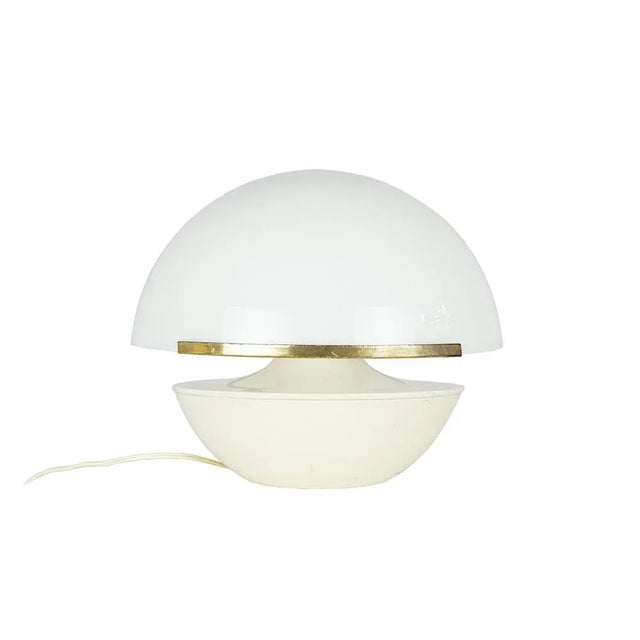 Italian Aluminium and Brass Table Lamp with Acrylic Glass Shade, 1960s For Sale - Image 9 of 9