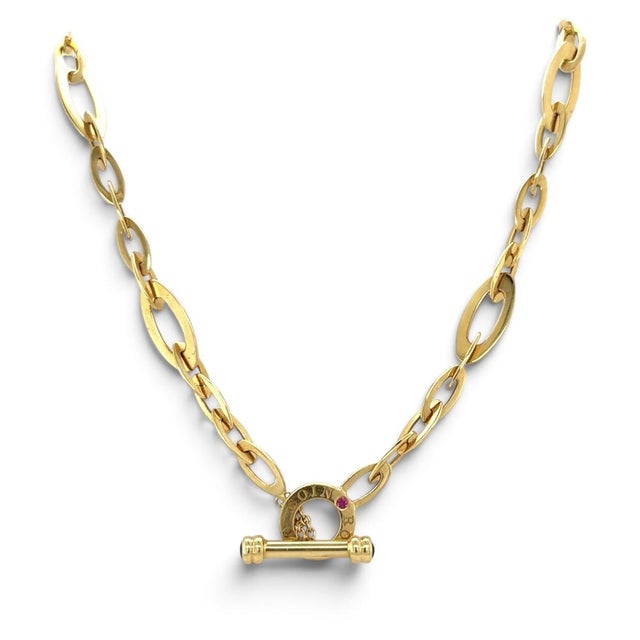Contemporary Roberto Coin, Yellow Gold Oval Link Toggle Necklace, 18k For Sale - Image 3 of 7