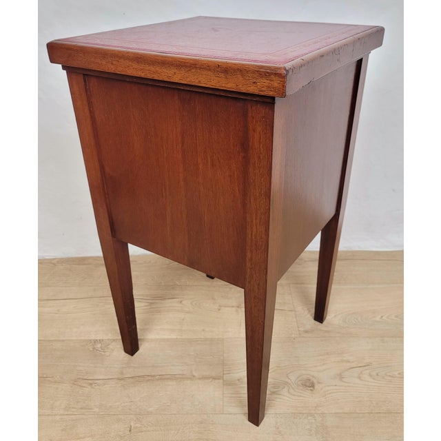 Mid-Century Bedside Table with Leather Top Lid, 1950 For Sale - Image 4 of 18
