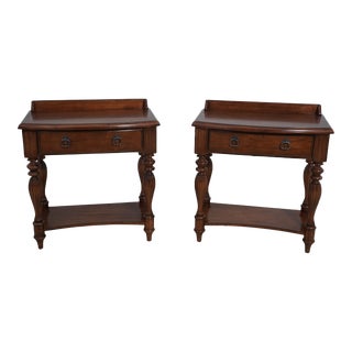 Pair 1 Drawer Factory Distressed Oversized Nightstands For Sale