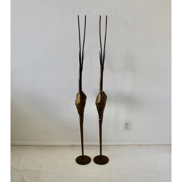 Monumental Stylized Bronze-Finished Metal Gazelle Sculptures-a Pair For Sale - Image 12 of 17