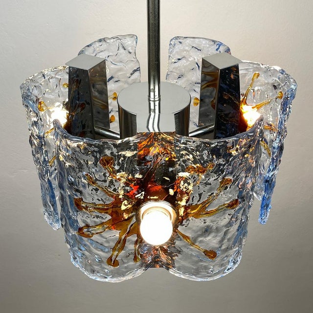 Mid-Century Ice Murano Glass Chandelier attributed to Toni Zuccheri for Mazzega, Italy, 1970s For Sale - Image 13 of 15
