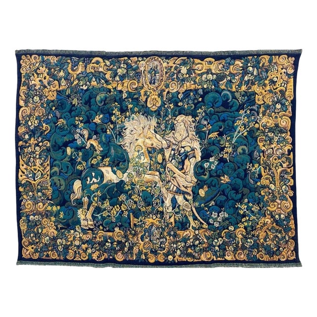 Vintage French Aubusson Style Jacquard Tapestry with Hercules and Diomedes, 1970s For Sale