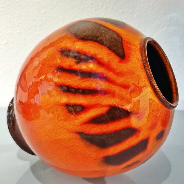 Orange Elly & Wilhelm Kuch Studio Pottery Orb Vase For Sale In Austin - Image 6 of 12
