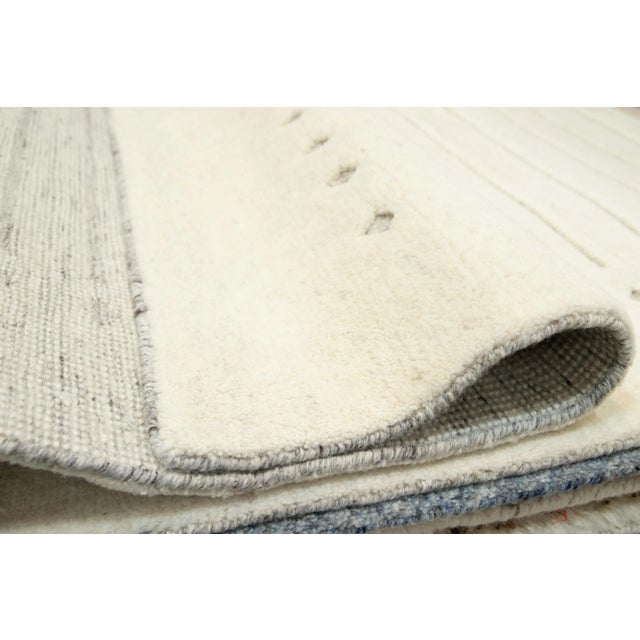 Contemporary Modern Ivory Moroccan Style Wool Rug With Minimalist Design in Ivory For Sale - Image 3 of 12