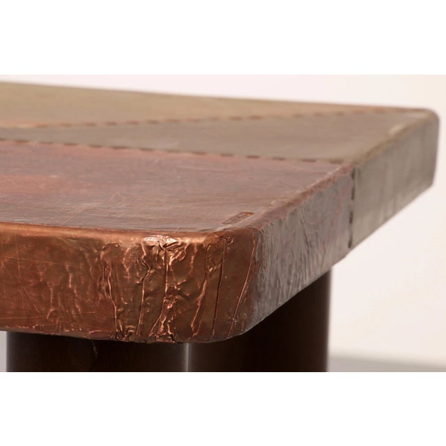 Brown Side Table in Copper and Stained Beechwood from Lorenzo Burchiellaro, Italy, 1960s For Sale - Image 8 of 10