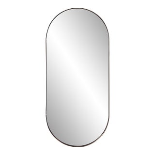 Steele Capsule Mirror in Brushed Brass For Sale