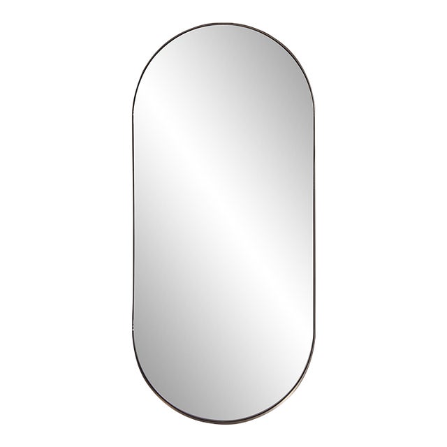 Steele Capsule Mirror in Brushed Brass For Sale