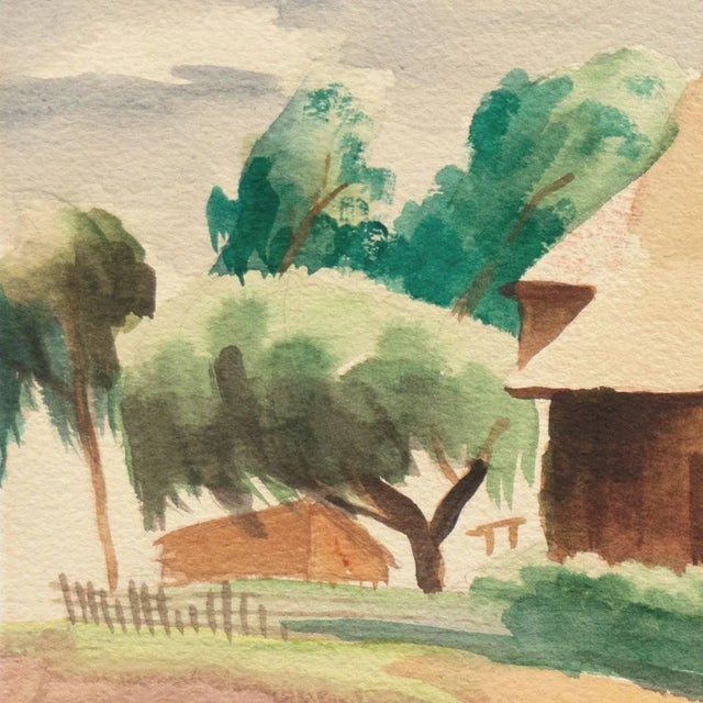 'Regionalist Landscape' by Marcel Cailliet, 1940, California Watercolor Society, Laguna Beach Art Association For Sale - Image 4 of 9