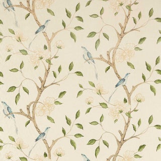 Zoffany Eleonora Print Fabric in Evergreen For Sale