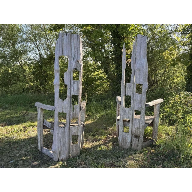 Gray Driftwood Garden Armchairs, Set of 2 For Sale - Image 8 of 10