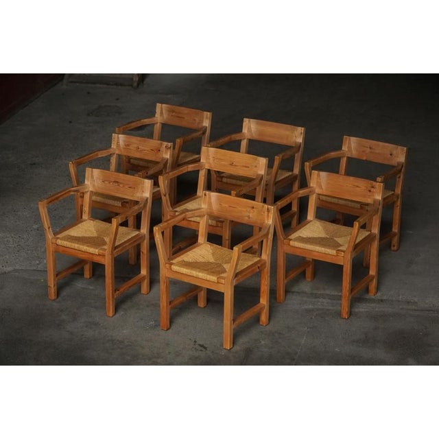 Danish Dining Chairs in Pine and Woven Paper Cord by Tage Poulsen, 1970s, Set of 8 For Sale - Image 15 of 18