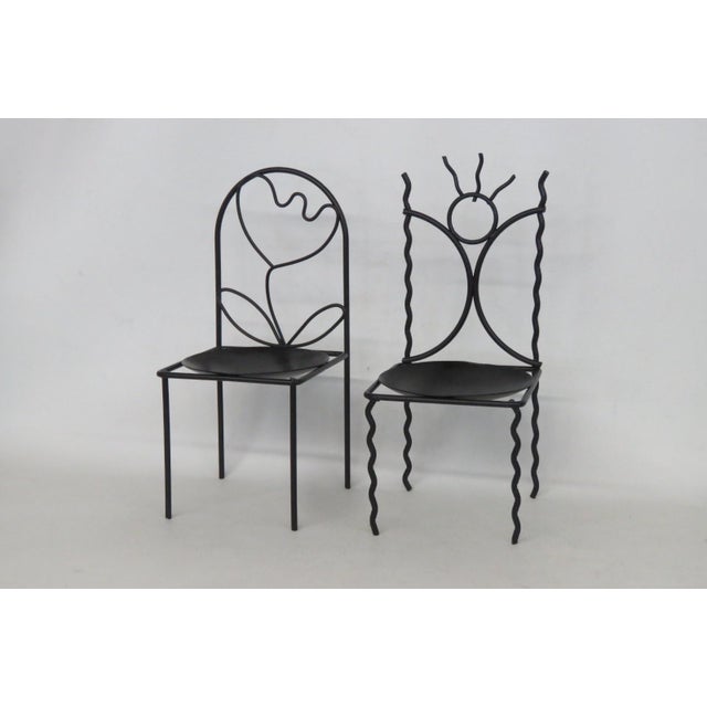 Metal Candle Holders Pair of 2 Decorative Chair Wire Design Black Finish 5037b For Sale - Image 4 of 14