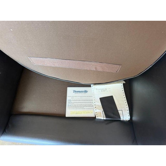 Pair of Thomasville Black Leather Wingback Lounge Chairs For Sale - Image 15 of 17