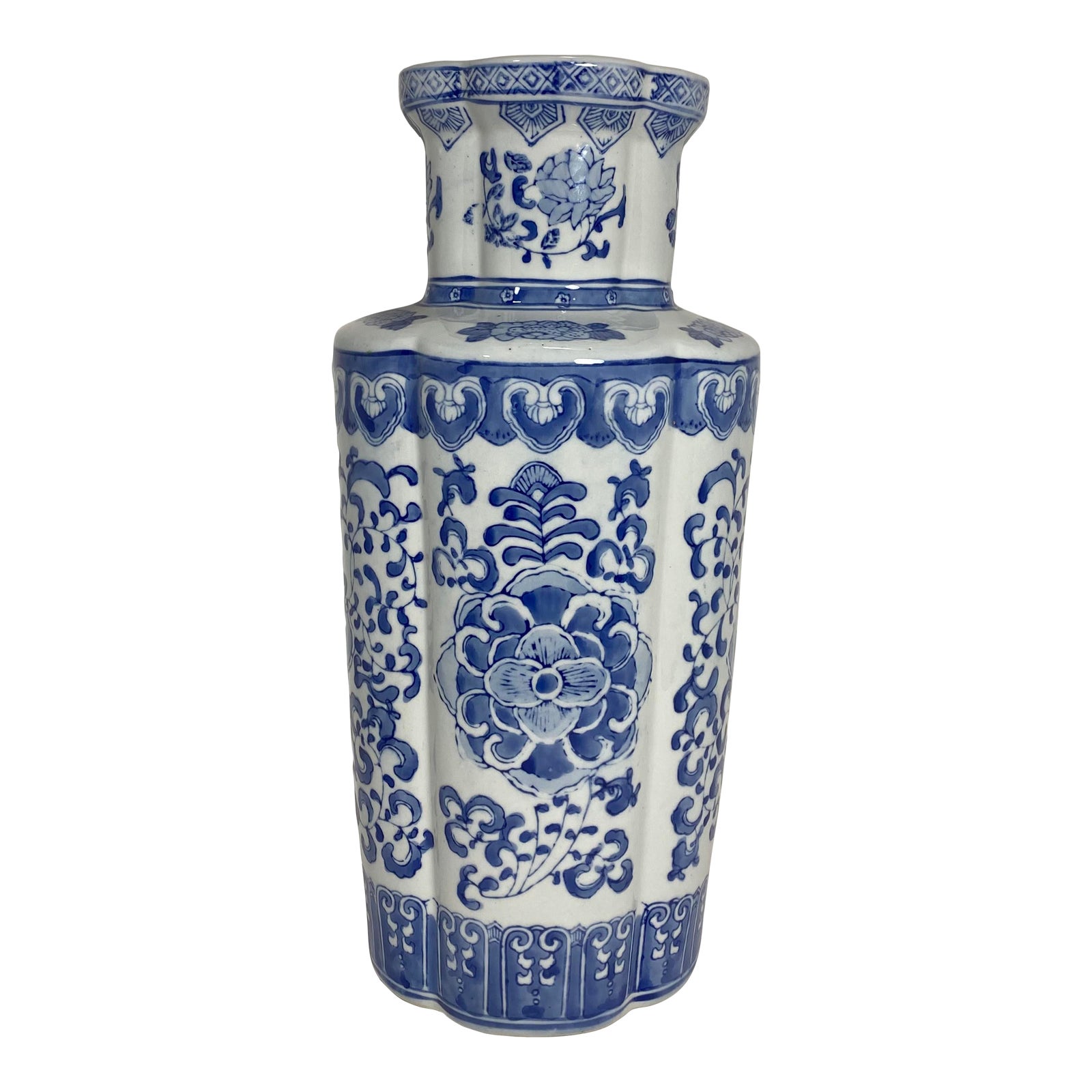 1970s Blue & White Chinese Umbrella Stand Chairish