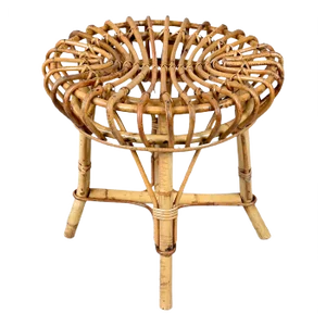 Mid-Century Italian Rattan and Bamboo Stool or Ottoman by Franco Albini, 1960s
