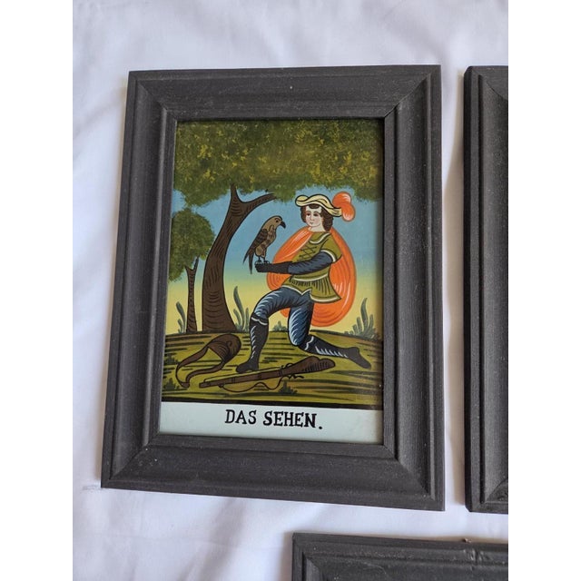 German Reverse Glass Paintings, Set of 5 For Sale - Image 3 of 10