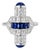 1920s 14K White Gold Hand Cut Diamond Sapphire Mosaic Ring Art Deco Estate, Size 6.5 For Sale