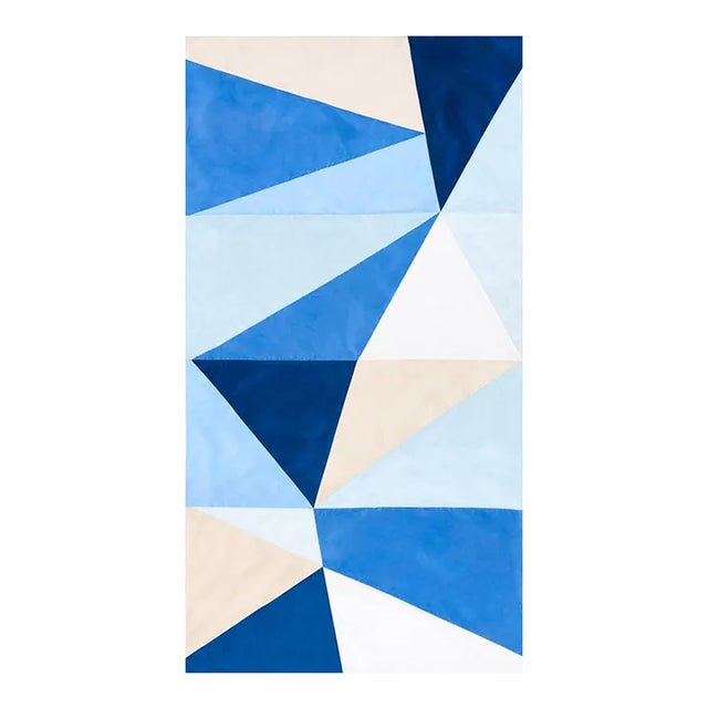 Sample - Schumacher X Miles Redd Cubist Silk Panel Fabric in Blue For Sale