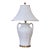 Vintage Paul Hanson Style White Ceramic Urn Table Lamp With Raised Botanical Relief Design For Sale