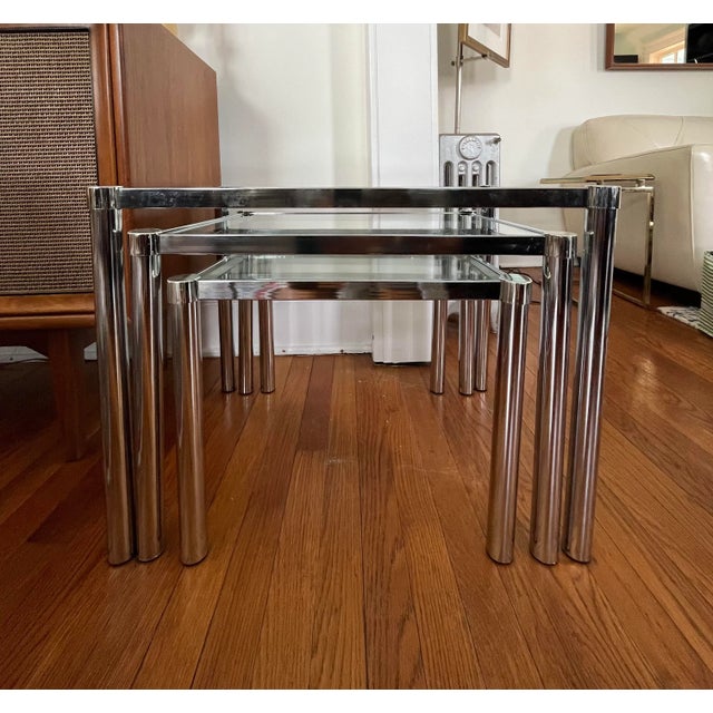 Mid Century Chrome Nesting Tables | Chairish
