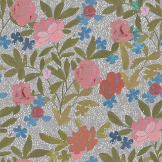 Floral Bouquet Wallpaper by Paule Marrot in Gray For Sale