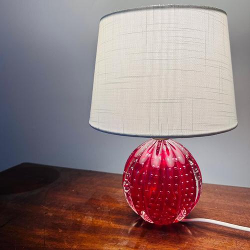 Glass Vintage Cherry Red Murano Glass Table Lamp For Sale - Image 7 of 9