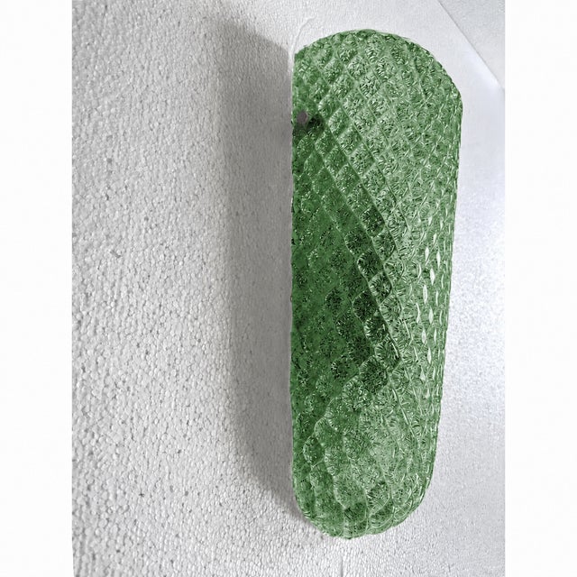 Mid-Century Modern Contemporary Green “Graniglia” Rhombus Murano Glass Wall Lights - a Pair For Sale - Image 3 of 7