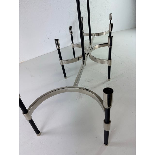 Late 20th Century Ralph Lauren Nickel and Leather Chandelier For Sale - Image 10 of 12