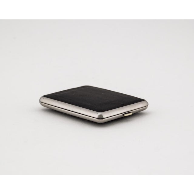 German Stainless Steel Cigarette Case with Leather Inlay, 1930s For Sale - Image 6 of 18