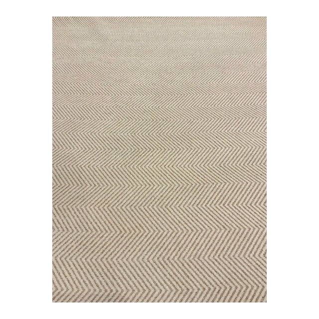 Kravet Smart 35361-1616 Cream and Beige Woven Chevron Designer Fabric - 5.5 Yards For Sale