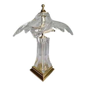Vintage 1960s Crystal Cofrac Art Verrier Brass French Table Lamp