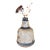 Signed Vintage Studio Pottery Vase by Matay, Hand Thrown Stoneware With Speckled Glaze and Cobalt Brush Accents. For Sale