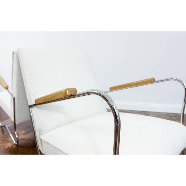 Silver Vintage Polish Bauhaus Style Lounge Chairs, 1950s, Set of 2 For Sale - Image 8 of 16