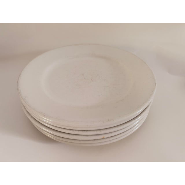 Mid-Century Modern Vintage Buffalo China White Dinner Plates - Set of 6 For Sale - Image 3 of 4