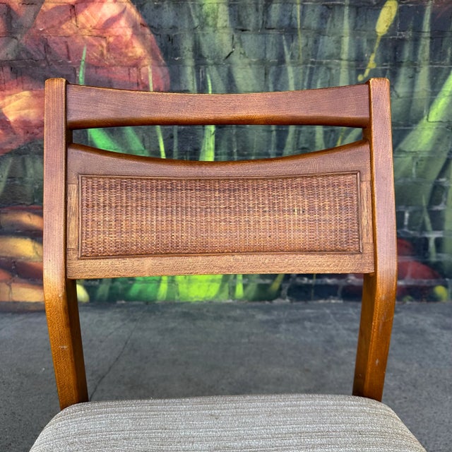 Mid 20th Century Pair of American of Martinsville Mid Century Walnut Cane Back Dining Chairs For Sale - Image 10 of 12