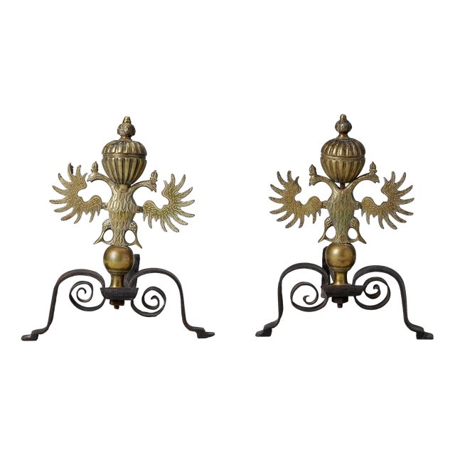 Fire Dogs in Wrought Iron, Set of 2 For Sale