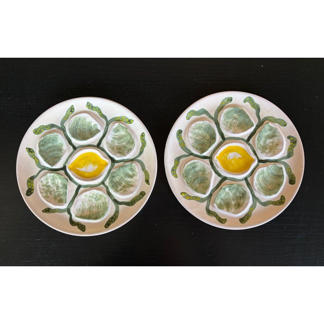 Belon Oyster Plates from Pornic Pottery MBFA, 1950s, Set of 10 For Sale - Image 10 of 12